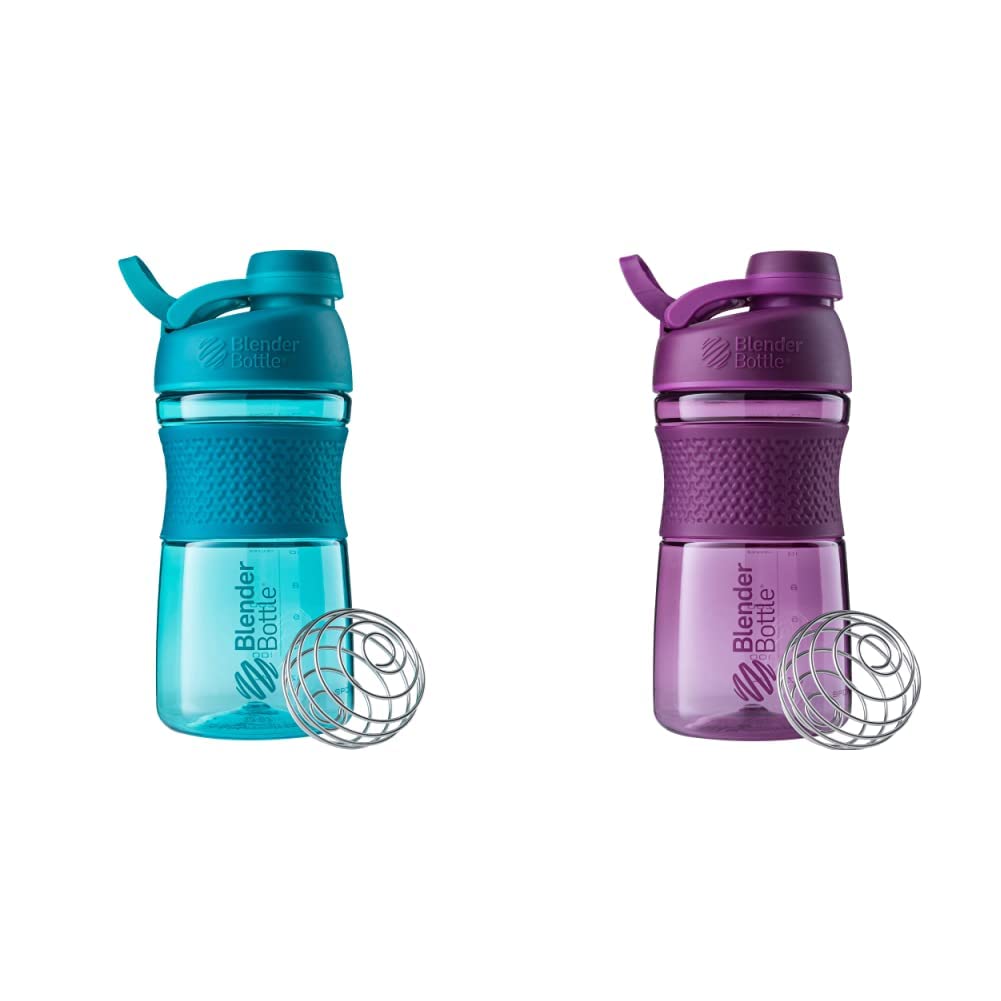 BlenderBottle 20-Ounce SportMixer Shaker Bottle with BlenderBall Wire Whisk, プラムとテール