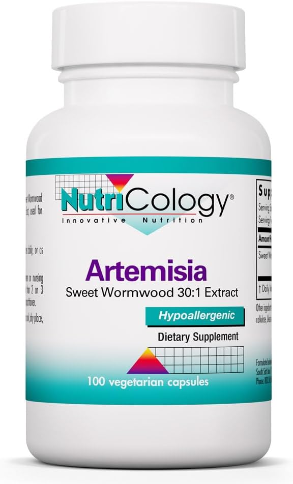Nutricology Artemisia - 有機甘いWormwoodハーブエキス、Artemisia Annua、500mgサプリメント、Hypoallergenic、ベジタリアンカプセル - 100カウント