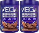 Vega Protein Made Simple, Dark Chocolate - Stevia Freeビーガンプロテインパウダー, 植物ベース, ヘルシー, グルテンフリー, ピーアプロテインフォー女性と男性, 9.6 oz (パッケージ 5 月 Vary) (パック 2)