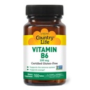 カントリーライフビタミンB-6, エネルギーと神経系をサポート, 100mg, 100ビーガンカプセル, 認定グルテンフリー, 認定ビーガン, 認定ハラール, 非GMO認定...