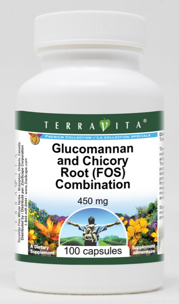 グルコマンナンとChicory Root(FOS)コンビネーション - 450mg (100カプセル、ZIN:517028)