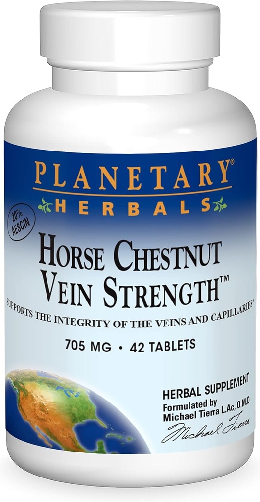 Planetary Herbals Horse Chestnut Vein Strength, Supports The Integrity of The Veins and Capillaries*, 705 mg - 42 Tablets
