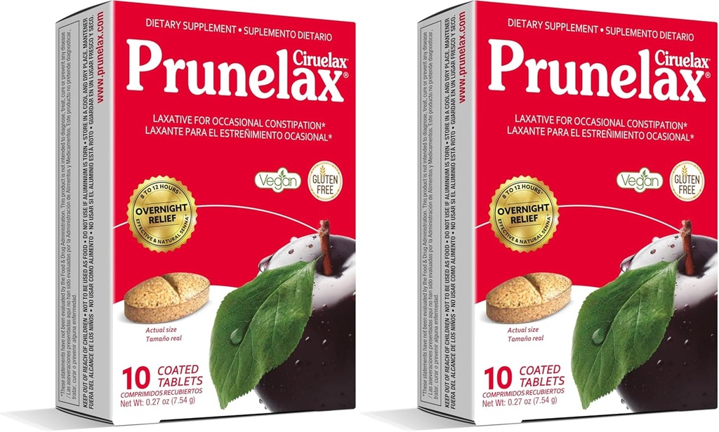Prunelax Ciruelax の規則的な強さの Laxative のタブレット - Occasional の便秘のための自然な Ingredient によって基づく Laxative、Senna の葉のエキス、8-12 の Hr の速い行為との予期可能で夜間救助 - 10ct