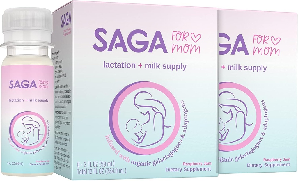 SAGA 有機乳液剤 | 乳母乳サプリメント アダプトゲン – フェヌグリーク & ミルクアザミ | 高バイオアベイラビリティ・高速オンセット | 乳液供給量 | オレンジミモサ 2oz ショット (4パック)
