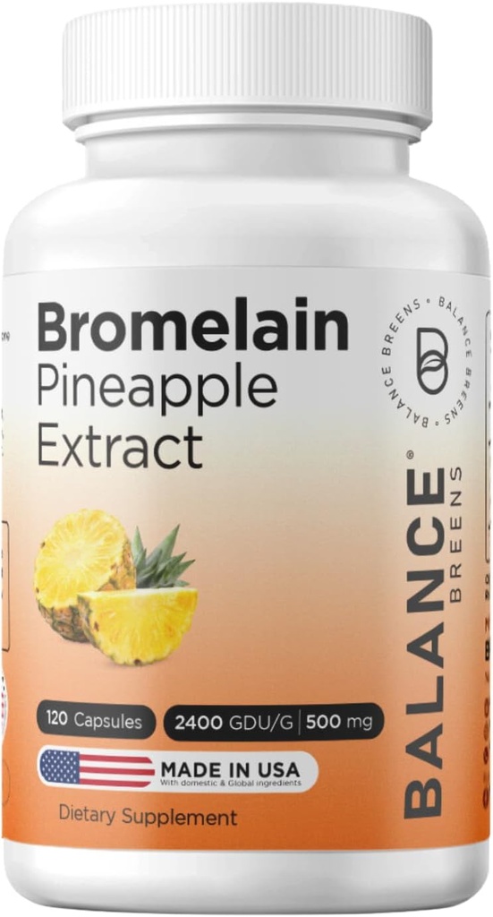 バランスブレインBromelain 500mg、120カプセル - パイナップルエキス消化酵素、サポート消化および共同健康の補足