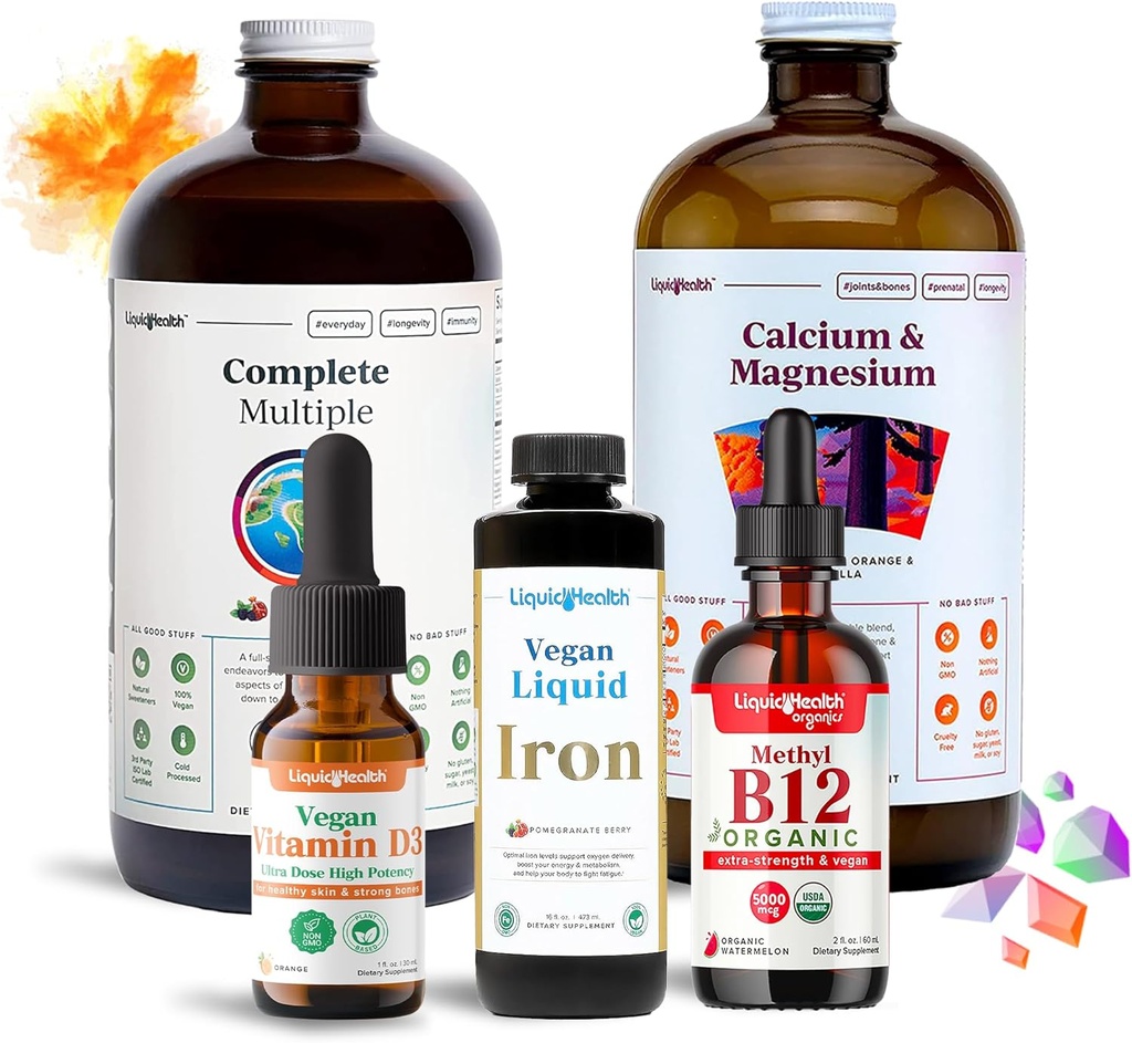 LIQUIDHEALTHの最終的なBariatricの液体のビタミンの補足の束-鉄、カルシウム、マグネシウム、ビーガン ビタミンD3及び有機B12の毎日のBariatricのMultivitamin---Bariatricの外科は持っていなければなりません、米国は作りました