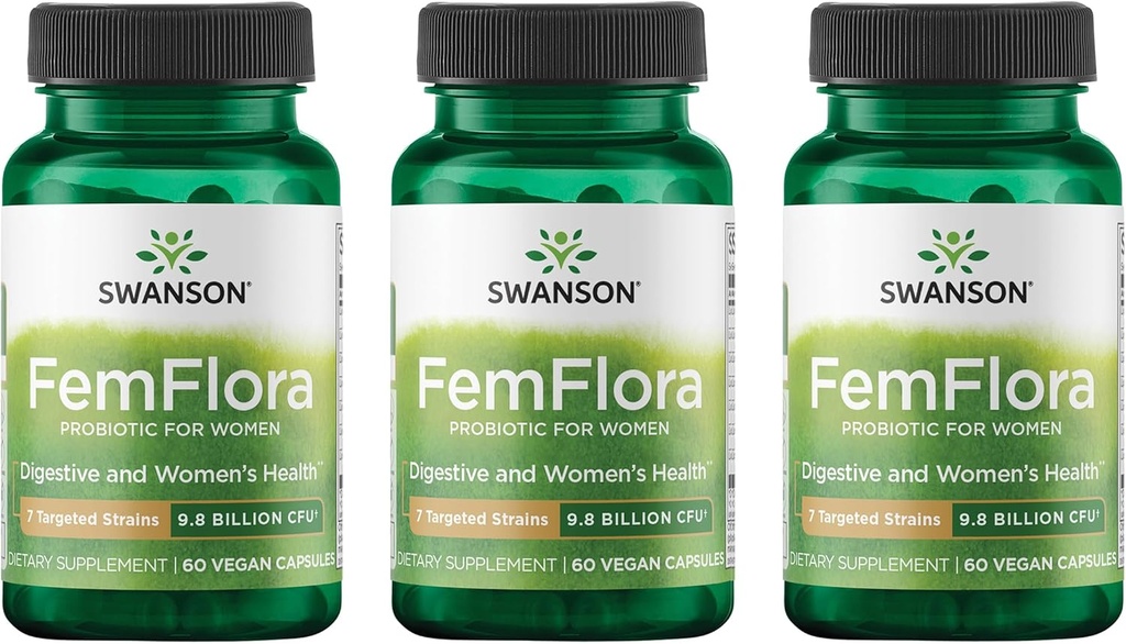 Swanson FemFlora - Mouth、GI Tract、Vagina - カプセルあたり9億CFUを持つ女性のためのプロバイオティクス - (60カプセル) (3パック)