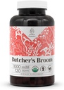 Butcher's Broom USDA Organic 120 カプセル | 循環器系 天然サプリメント | 認定オーガニック ベジタリアン カプセルとオーガニック バターのBroom(ルスカス・アキュレーツ) ドライルート (120 カプセル)