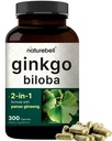 NatureBell Ginkgo Biloba 6,000mg with Panax Ginseng 500mg per サービング   300カプセル - 最大強度のGinko Bilobaエキスサプリメント - メモリ、フォーカス、および脳の健康を促進