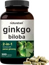 NatureBell Ginkgo Biloba 6,000mg with Panax Ginseng 500mg per サービング   300カプセル - 最大強度のGinko Bilobaエキスサプリメント - メモリ、フォーカス、および脳の健康を促進