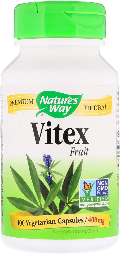 Nature's Way Vitex; 400 mg;非GMOプロジェクト検証; TRU-ID認定; 100ベジタリアンカプセル、2のパック