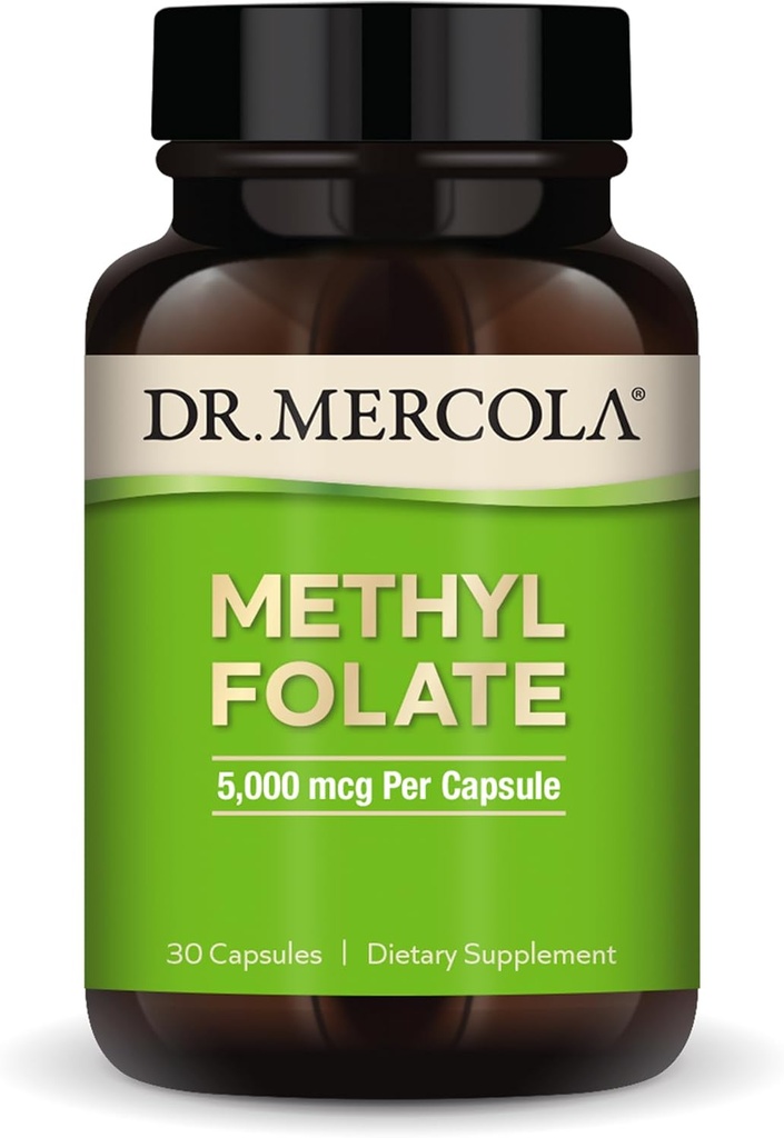 Dr. Mercola Methyl Folate - Supports Detoxification & Cellular Health - 5-MTHF Folate - Bioavailable Formula - 5 mg - 30 Capsules