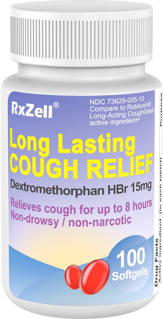 大人の咳の救助、Dextromethorphan HBr 15mg (100 Softgels)、8時間の長続きがする、非眠気、咳/気管支抑制剤