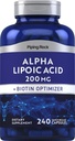 Piping Rock Alpha Lipoic Acid 200mg | 240 Capsules | Plus Biotin | Non-GMO, Gluten Free Supplement