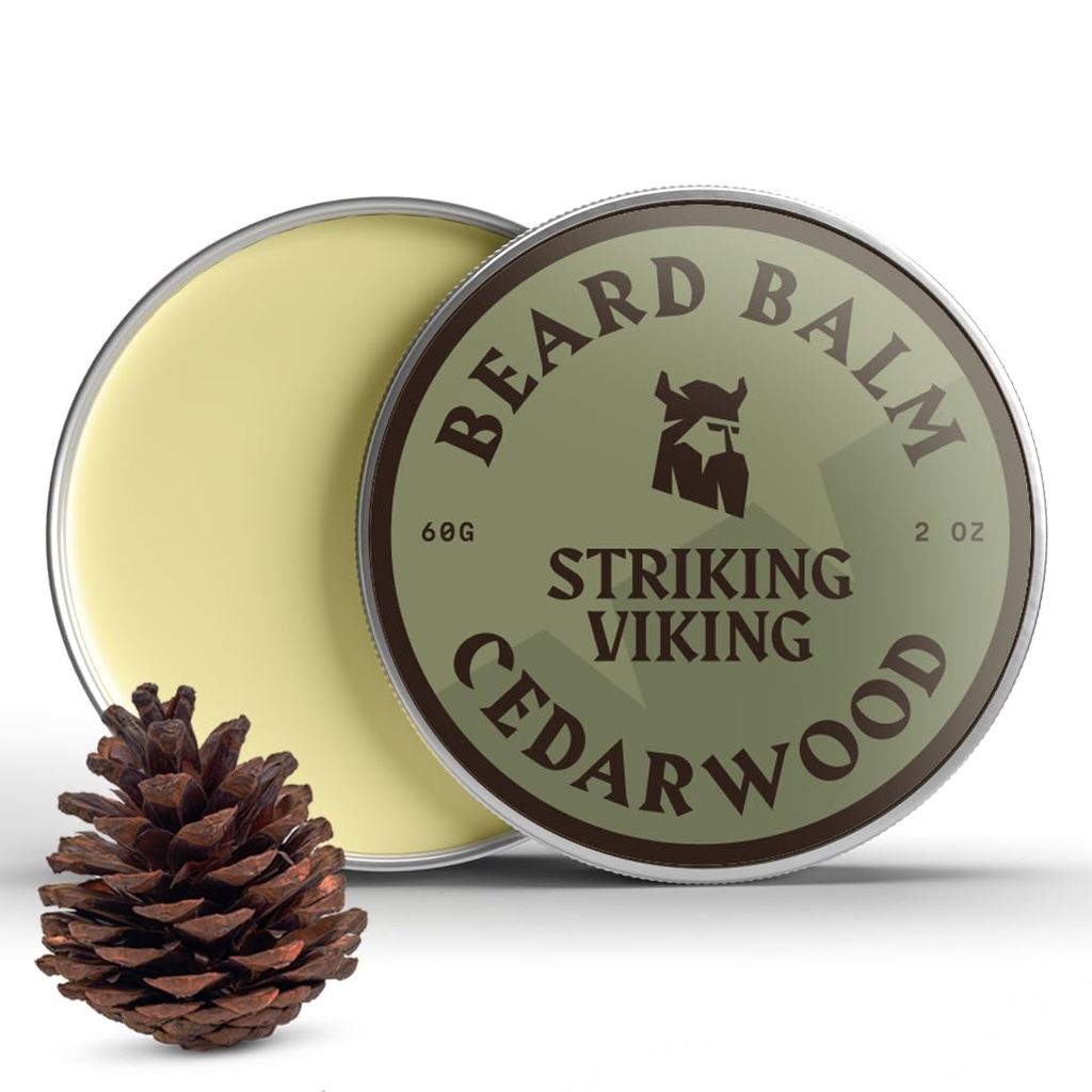 男性のStriking Viking Beard Balm - ベアードコンディショナ - 天然由来のベアドバター、アーガン&ホホホバ油で作られたバルムをStyling - ベアードコンディショナ - ベアードコンディショナ - ベアドスセントのパック