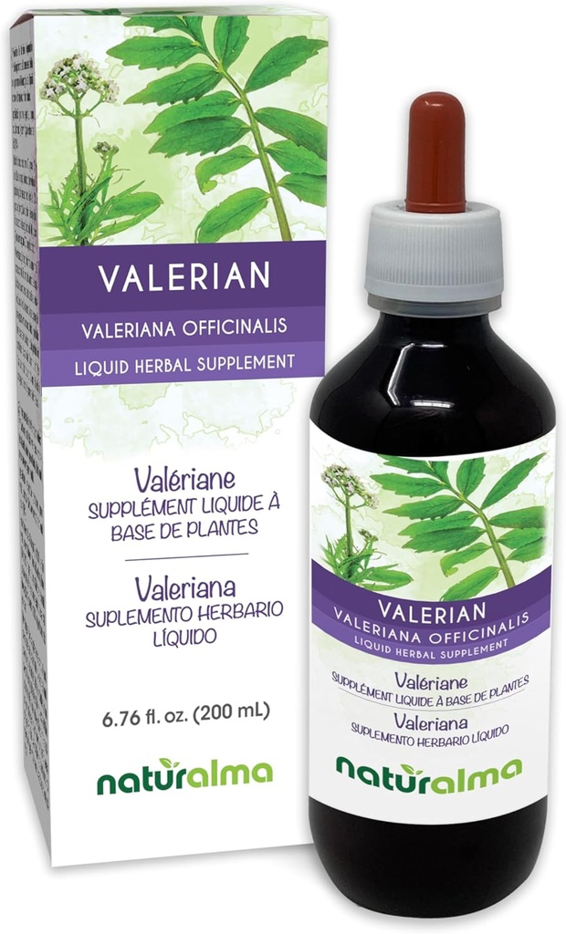 ナチュラルマ・ヴァレリアン(Valariana officinalis) ルートアルコールフリーのチンキ - 6.76 fl oz 液体エキス ドロップ - ハーブサプリメント - ビーガン
