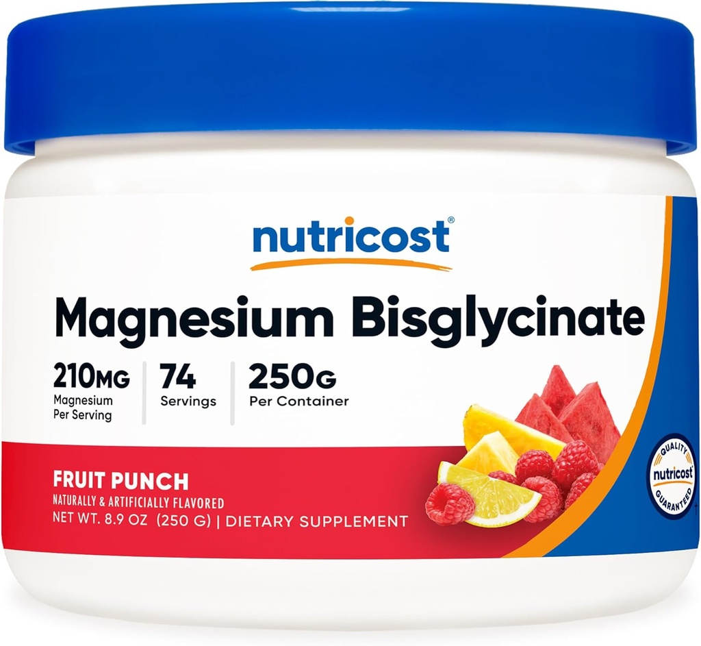 NutricostのマグネシウムのBisglycinateの粉(フルーツ パンチ、250グラム) - Chelatedのマグネシウムの補足