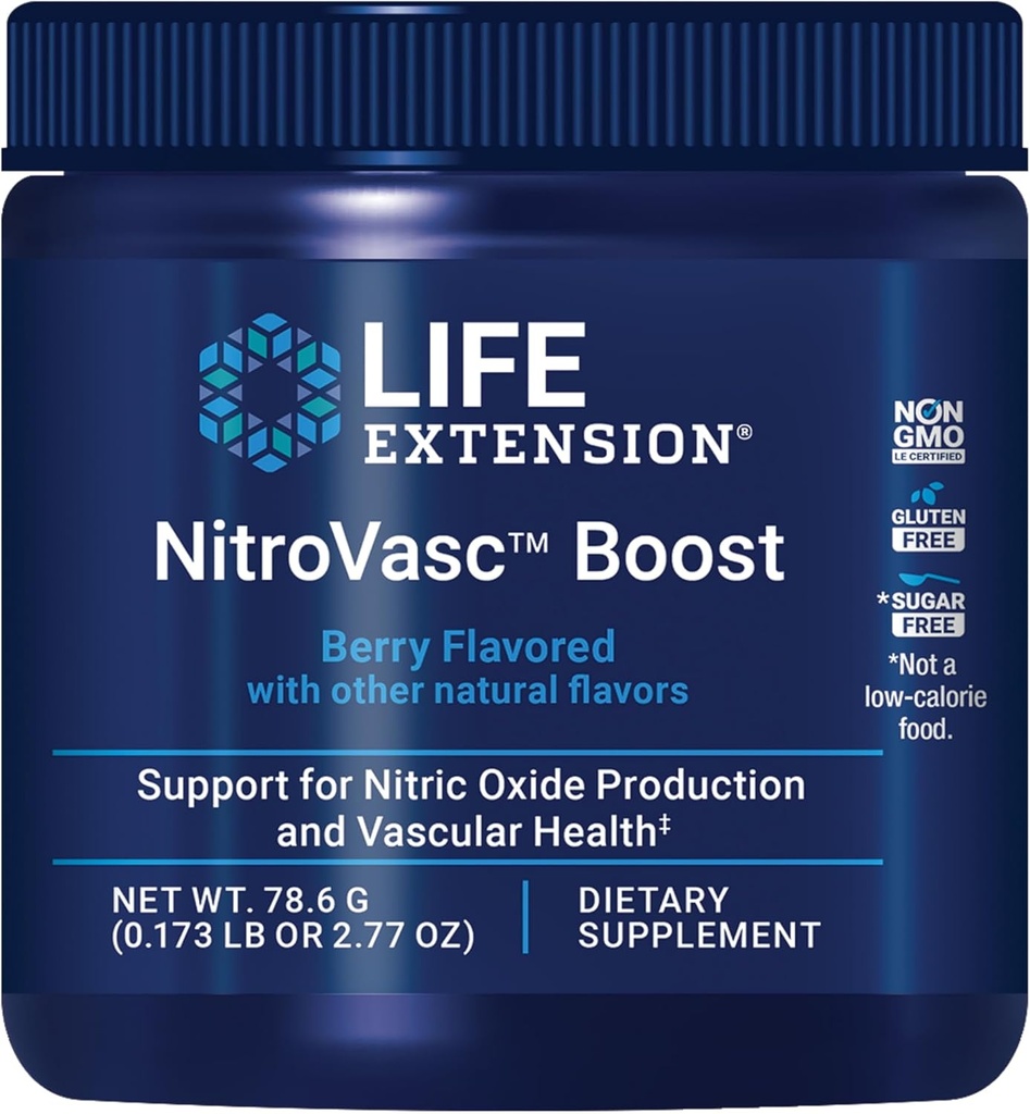 ライフエクステンション NitroVasc Boost, Blood Flow Supplement, Nitric Oxide Support, Heart Health, L-arginine, Gluten-Free, Non-GMO, ベジタリアン, 1 Scoop, 30 サービング