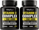 ビタミンCサプリメント2パック(120ベジギーカプセル) - 亜鉛20mgと1500mg - 最も高い吸収ビタミンC免疫サポートコンプレックス - ビタミンCカプセル&大人のための亜鉛ビタミン、ビタミンC免疫ヘルプビーガン