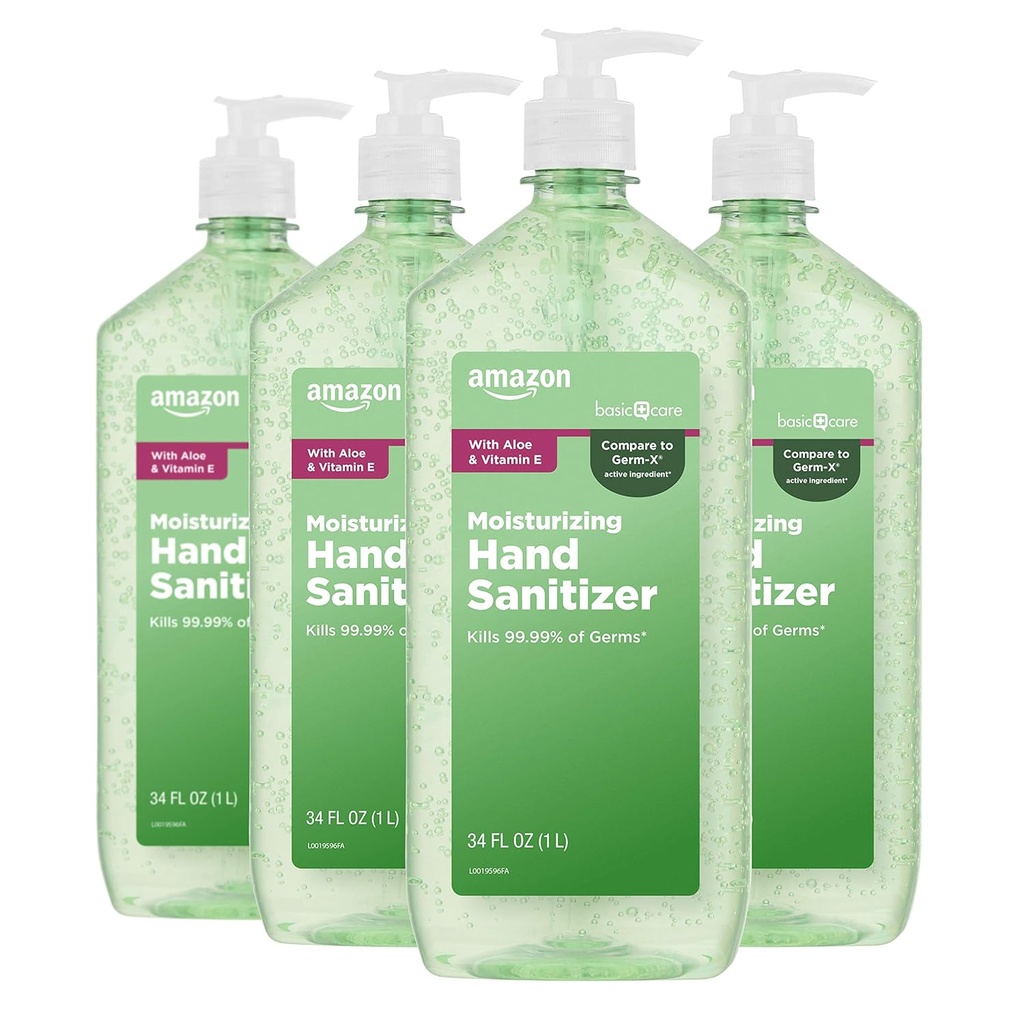 基本ケア - アロエベラハンドサニタイザー62%、34 fl oz(パッケージ4)