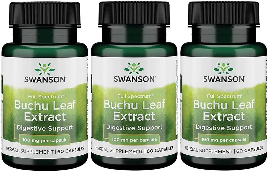 Swanson Buchu Leaf - 4:1 Extract - Herbal Supplement - (60 Capsules, 100mg Each) 3 Pack