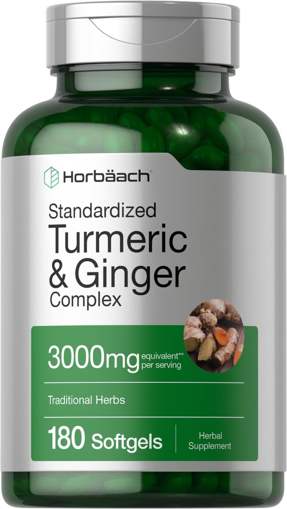ホアハクターメリックとジンジャーサプリメント | 3000 mg 180 Softgel Pills | ブラックペッパーエキスで | GMO以外、グルテンフリーサプリメント