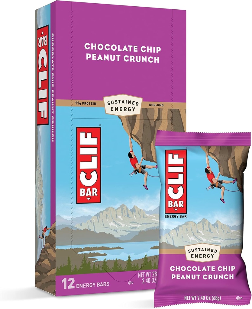 Clifバー - エネルギーバー - チョコレートチップピーナッツランチ - 有機オート麦で作られた - 植物ベースの食品 - ベジタリアン - コーシャ(2.4オンスプロテインバー、12)