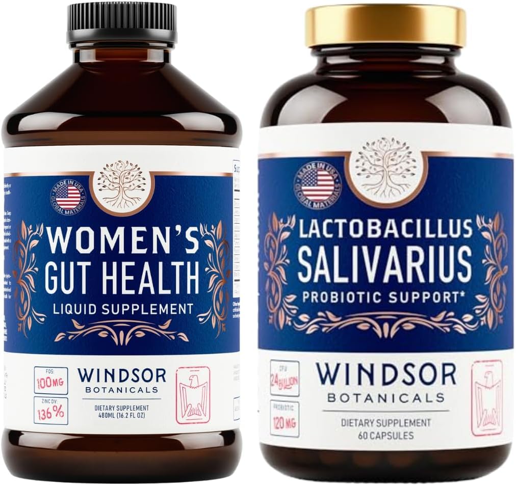 WINDSOR BOTANICALS Lactobacillus Salivarius ProbioticとIBS Gut Health Supplements - 経口およびガットサポートバンドル