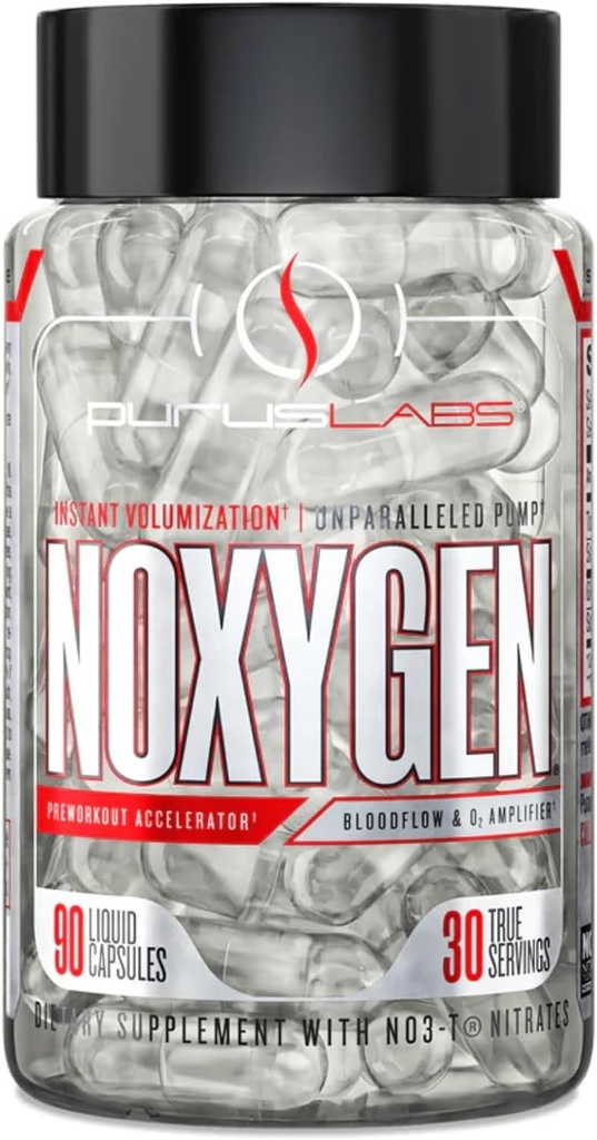 Purus Labs NOXygen 液体カプセルプレワークアウトアクセラレータ | ニトリ酸化物ポンプ ピル | 血流・酸素増幅器 | 30 便携わり、90 カプセル