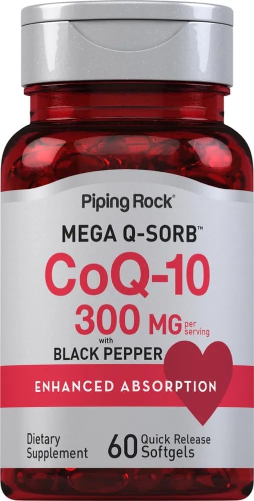 CoQ10 300mg | 60 Softgels | ブラックペッパー付き | Coq10 Coenzyme サプリメント | メガQ-Sorb | 吸収性の強化 | GMO ノン・グルテンフリー | ピッピングロック