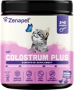 ゼンアペット猫のColostrumプラスプレミアムパウダートッパー、免疫&消化健康サプリメント、240サービング(8ヶ月の供給)、米国製スキン&コートをサポート