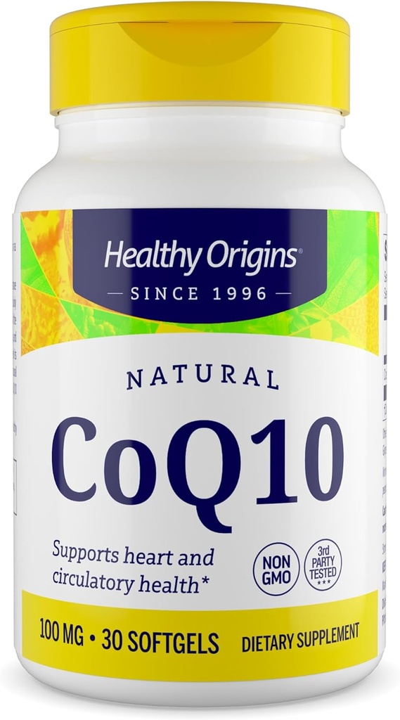 健康な起源® CoQ10 100 mg – 自然トランスイソマーUbiquinone – イースト発酵, 心臓の健康をサポート & 細胞エネルギー – 非GMO 30 Softgels