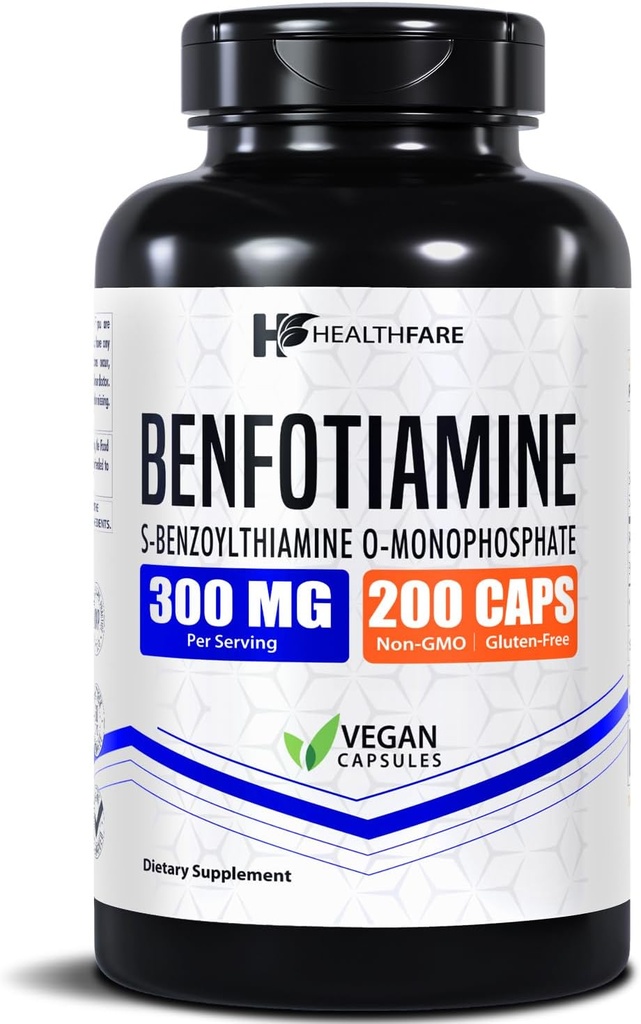 健康増殖Benfotiamine 300mg | 200 Vegのカプセル | 吸収性の強化 | 全面的な健康を支えて下さい | 高められた生物学的利用性