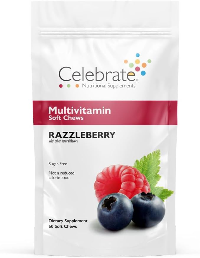 ビタミンBariatric Multivitamin Soft Chewsを祝う - エッセンシャルビタミン&ミネラル、砂糖&グルテンフリー - 胃のバイパス&スリーブ消化管サプリメント - ベリー(60ct)