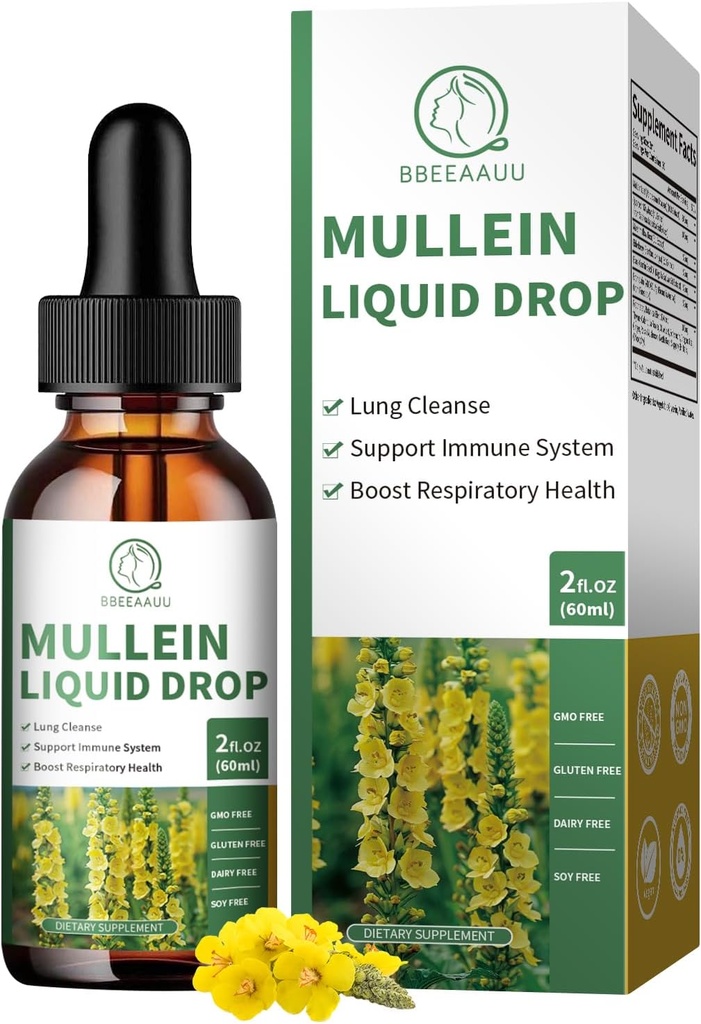 MulleinはLungsのための低下、Lungの清潔のための16-in-1 Mulleinの葉のエキス、呼吸器、免除、Quercetin、Marshmallow、黒いCuminの種、Elderberry、Mulleinの液体、非GMO、2 Fl Oz