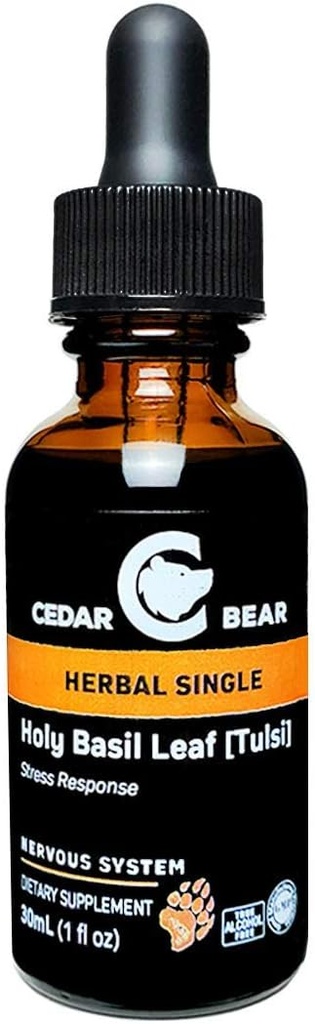 Cedar Bear - Holy Basil Leaf a Liquid Herbal Supplement That is a Stress Reducing Adaptogen & Health Balancer (1 fl oz)
