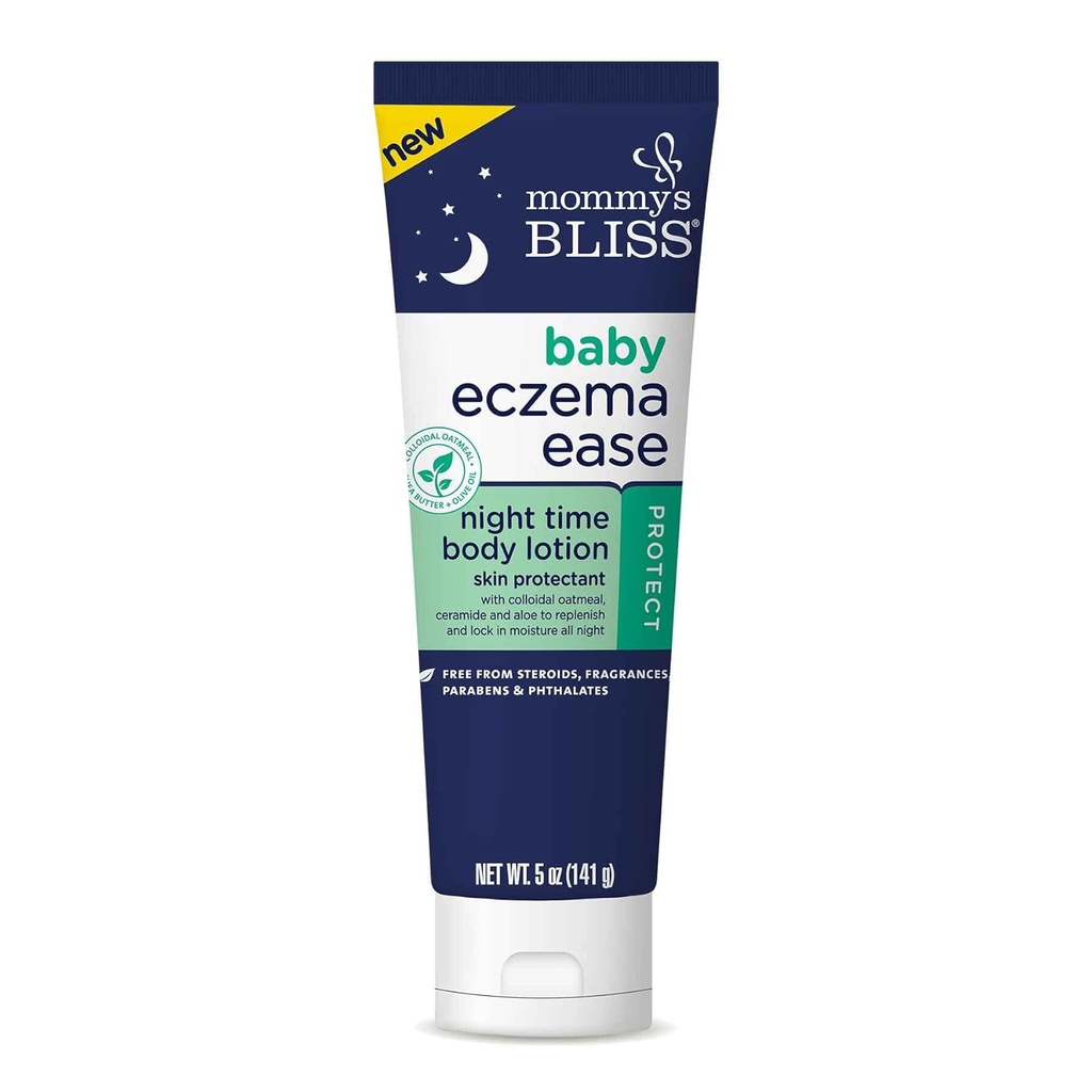 Mommy's Bliss Eczema Ease Night Moisturizer w/Colloidal Oatmeal、Shea Butter & Olive Oil、Eczema、Ceramide&Aloe、ステロイド&フタル酸塩の5オンスによる皮膚のイリテーションとかゆみを取り除きます