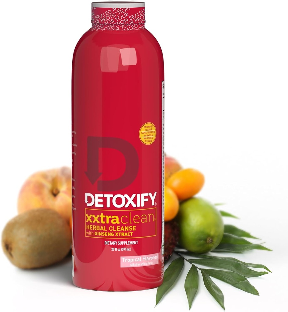 Detoxify - Xxtraクリーンハーブ - トロピカルフルーツ味 - 20 oz - プロフェッショナルなフォーミュレートエクストラ強度ハーブデトックスドリンク - Ginsengエキスと強化ミルクアワーエキス - プラスステッカー