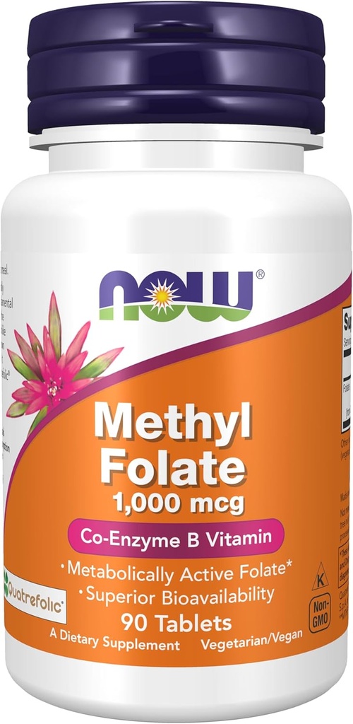NOWの食糧は1,000のmcg、Metabolically活動的なFolate*、共同酵素Bのビタミン、90のタブレットを Folates補います