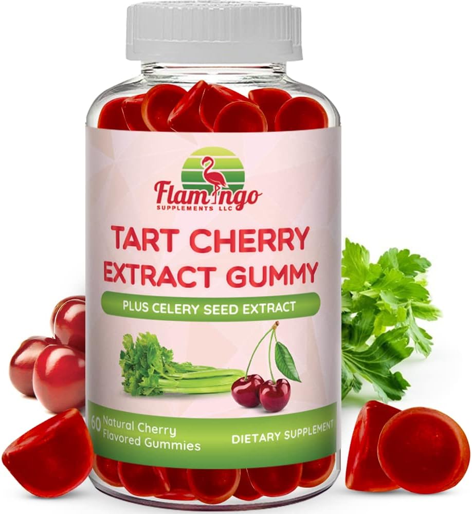 Tartチェリーグミー(2000mg)とCelery Extract(400mg) - 睡眠と関節 - Tartチェリー抽出物は、タルトチェリージュースに集中、カプセル、または粉末 - 60カウント