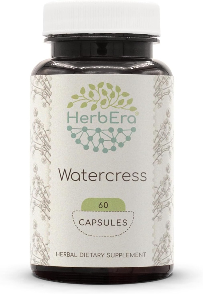 HerbEraのWatercress 60のカプセル、800のmgの集中された液体の低下の自然なwatercress (Nasturtium Officinale)はハーブを乾燥しました(60のカプセル)