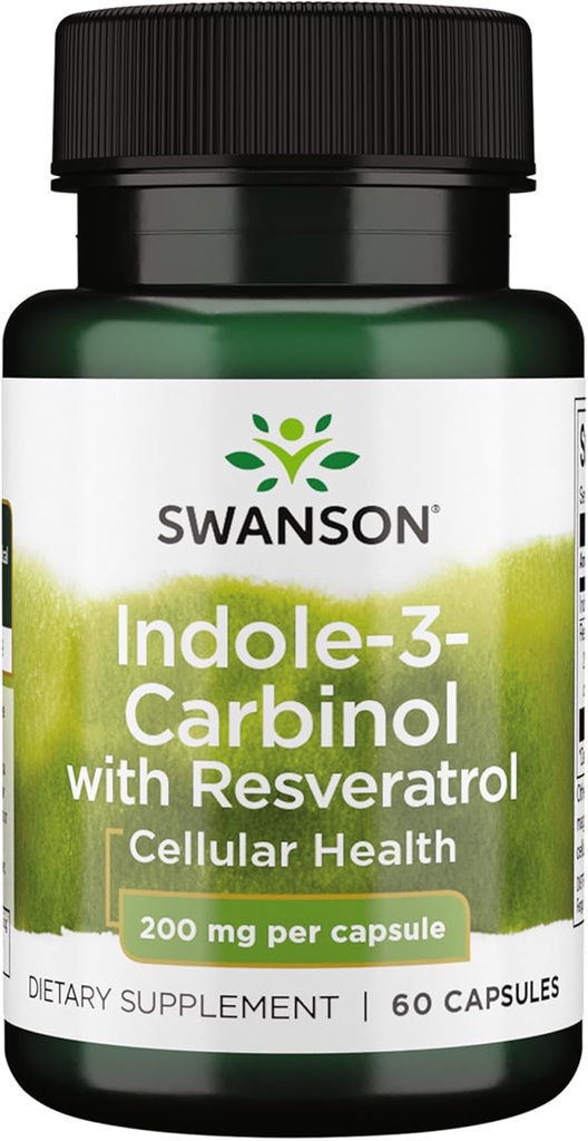 Swanson Indole-3-Carbinol with Resveratrol - セルラー保護を促進するI3Cサプリメント - 健康的なホルモンバランスを維持するのに役立ちます天然サプリメント - (60カプセル、200mg各)