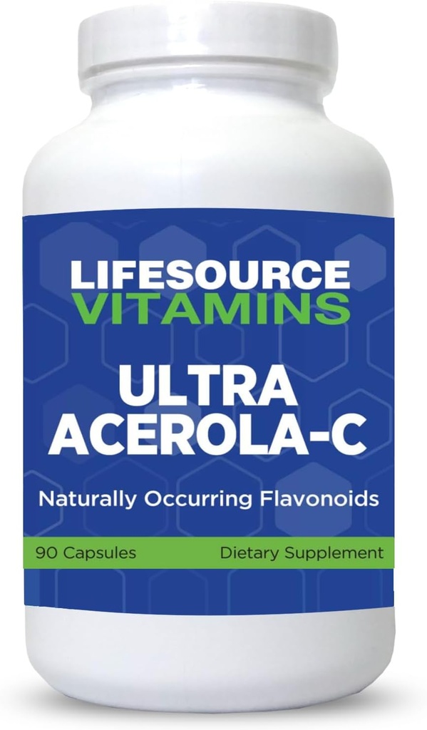 ライフソースビタミン - Ultra Acerola-C - Acerolaベリーパウダー1500mg - 90カプセル - 500mgのビタミンCを1回の摂取