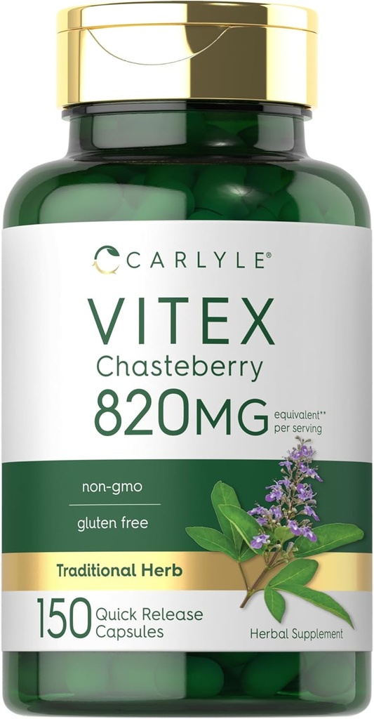 Carlyle Vitex Chasteberry Supplement | 820mg | 150 Capsules | Vitex Agnus-Castus Fruit for Women | Non-GMO, Gluten Free