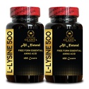 L-LYSINEの特長 500 - 健康な免疫機能のためのL-Lysine 500mg、サポート コラーゲンの統合、大豆フリー、グルテンフリー、非GMOのリジンの補足は健康な唇および口頭ティッシュを支えます - 2は200の計算をびん詰めにします