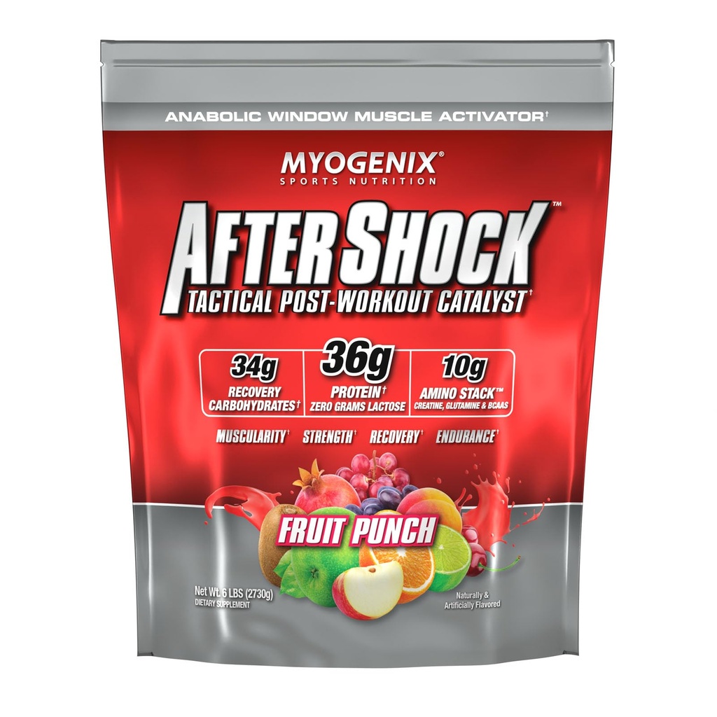 Myogenix Aftershockのポストワークアウト - 筋肉成長のWheyタンパク質パウダー - 筋肉の成長と回復をスピードアップ - 関節の健康をサポートし、グリコゲンを補充 - フルーツパンチ、6ポンド