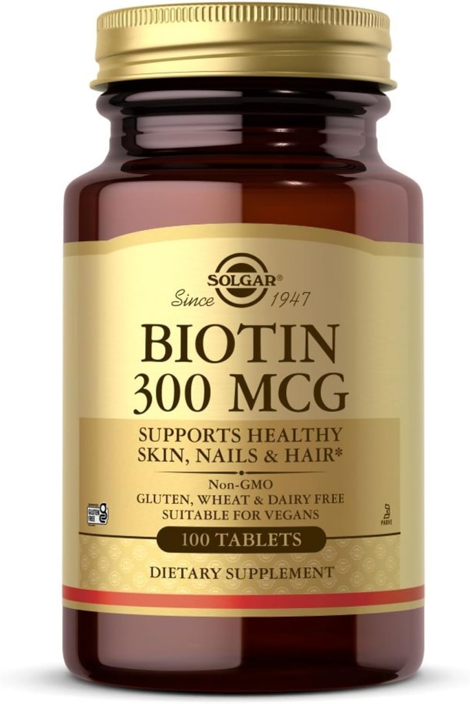 ソルガービオチン300 mcg - 100錠 - ヘルシースキン、ネイル&ヘア - Non-GMO、ビーガン、グルテンフリー、乳製品無料、コーシャ - 100サービングをサポート