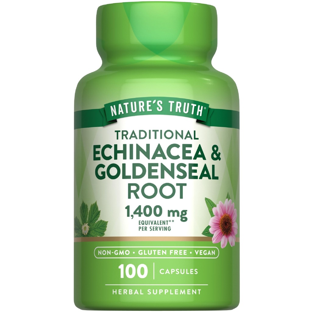 自然の真理のエキナセアゴールデンシールカプセル | 1400mg | 100カウント | ビーガン、非GMO&グルテンフリーサプリメント | ハーブサポートコンプレックス