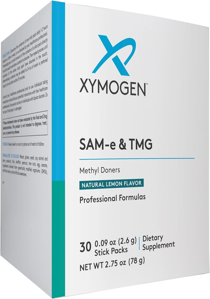 XYMOGEN SAM-e & TMG - Trimethylglycine、SAM-e 400mg、Calciumサプリメント - 肝臓と気分のサポートサプリメント - グルテンフリー、ビーガン&非GMO (30サービング)