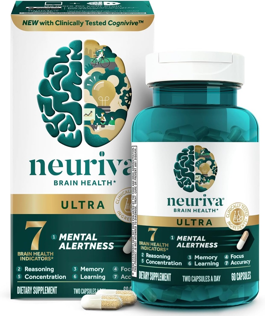 NEURIVA Ultra Decaffeinated臨床的にメンタル警戒、記憶、焦点及び集中、Cognivive、Neurofactor、Phosphatidylserine、ビタミンB6 B12、60のカプセルのためのNeotropic脳の補足をテストしました